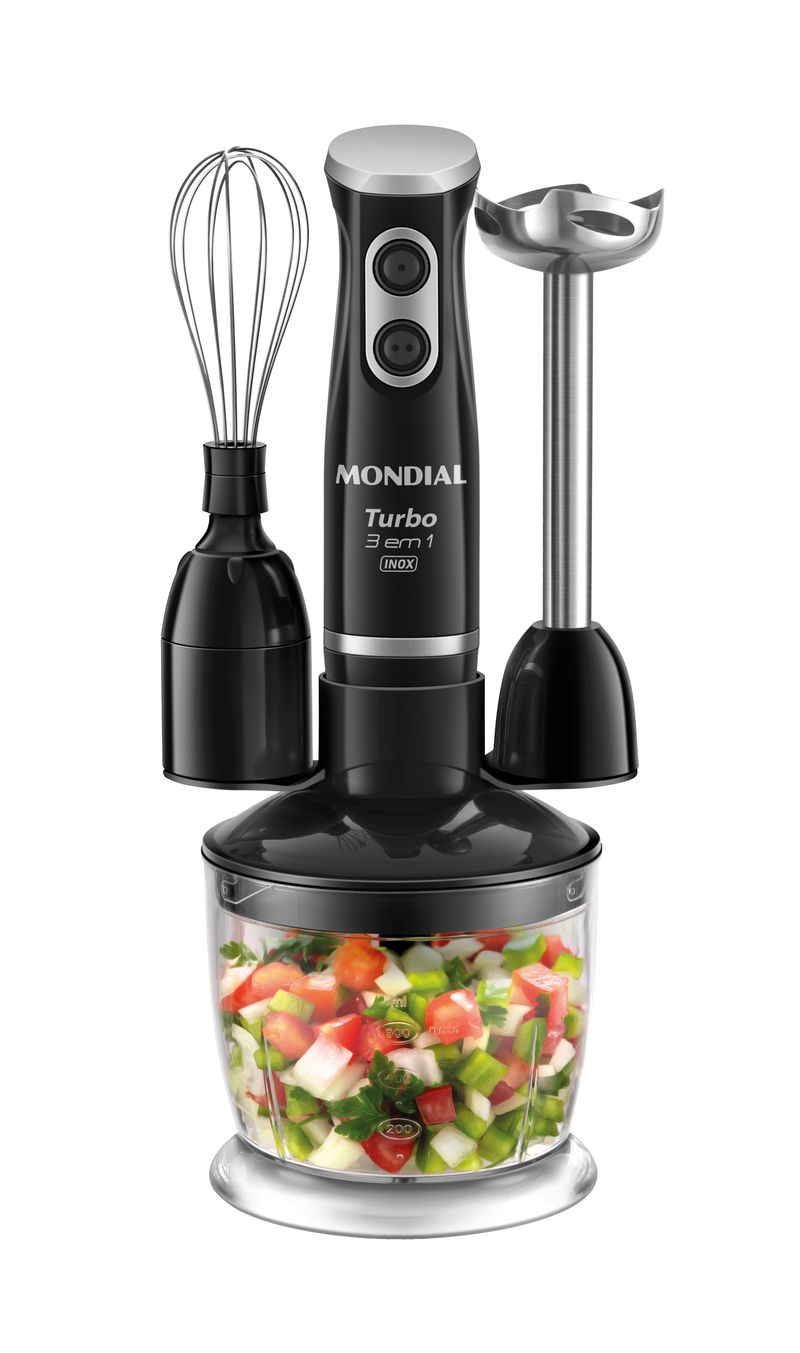 Mixer Turbo 3 em 1 Mondial 500W Preto/Inox M-18-BI 127V